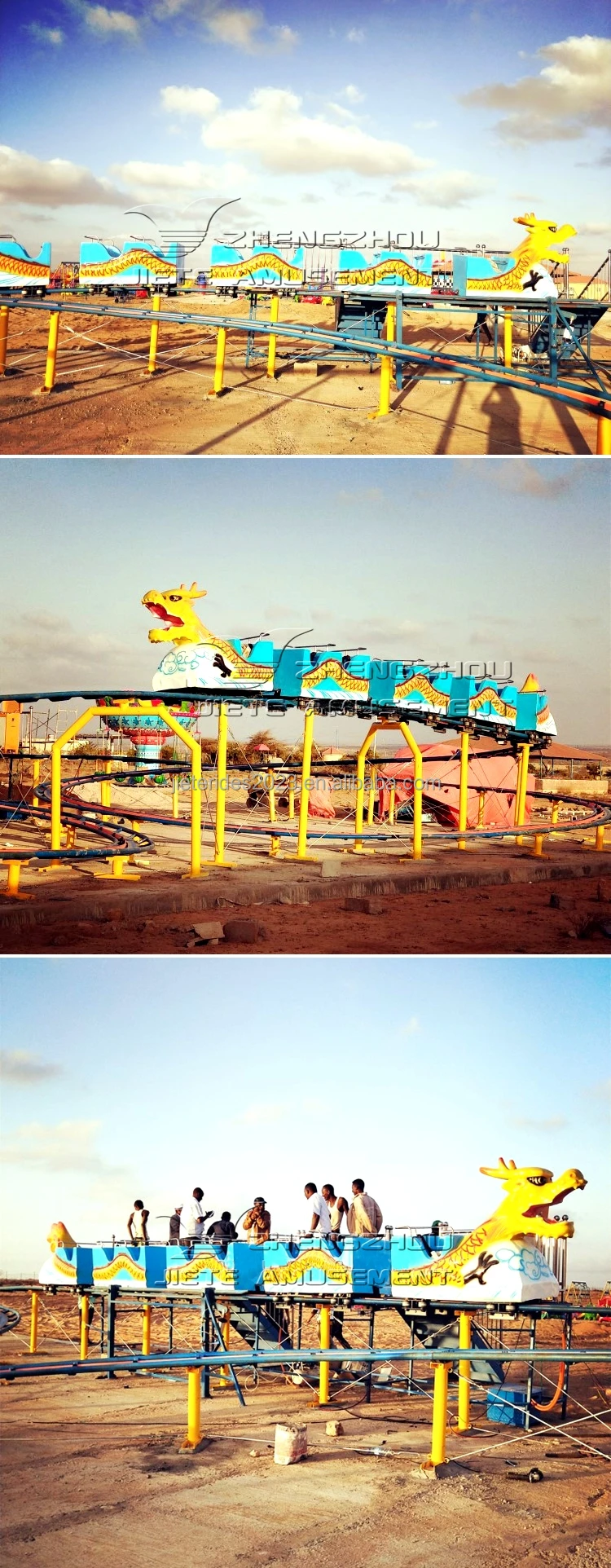 Popular Carnival Fair Rides For Themed Park Amusement Attraction Dragon Roller Coaster Train For Sale