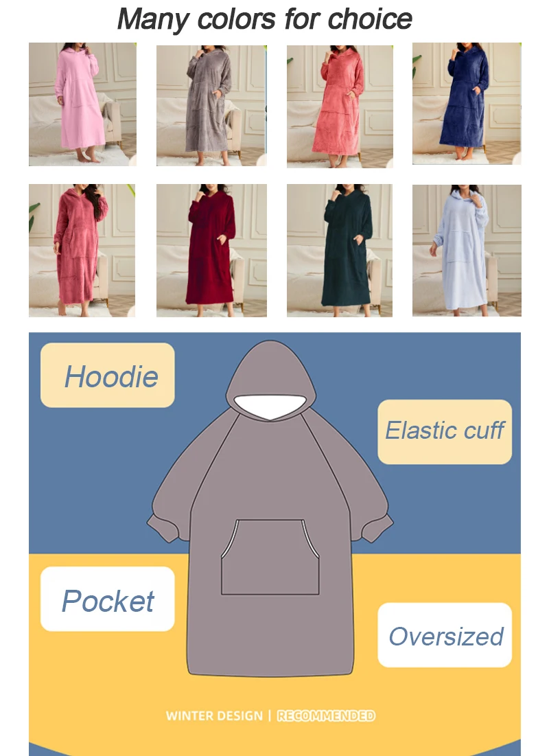 Custom Blanket Hoodie Warm Luxury Sweatshirt Hooded Blanket Hoodie