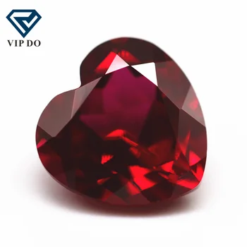 6.5mm-9mm heart faceted cut shape ruby color cultivate loose gemstones synthetic heart cut lab created ruby red gemstones