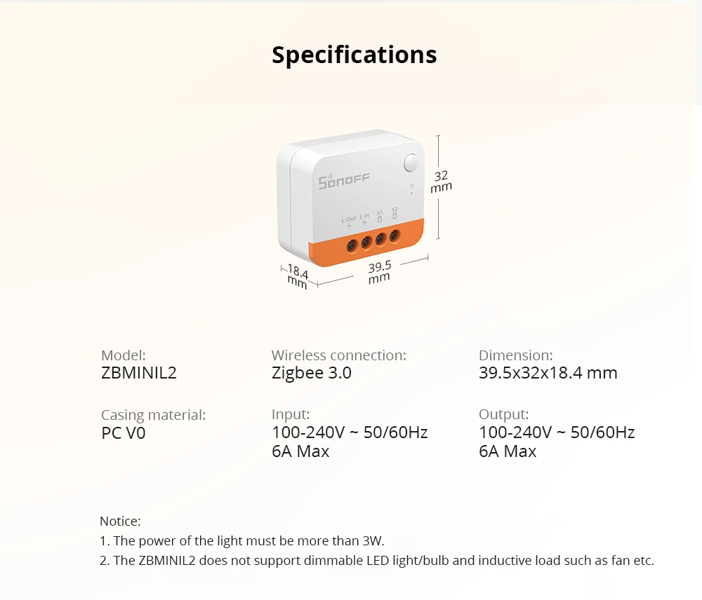 Image showcasing SONOFF ZBMINIL2 Zigbee Smart Switch - No Neutral Wire Required