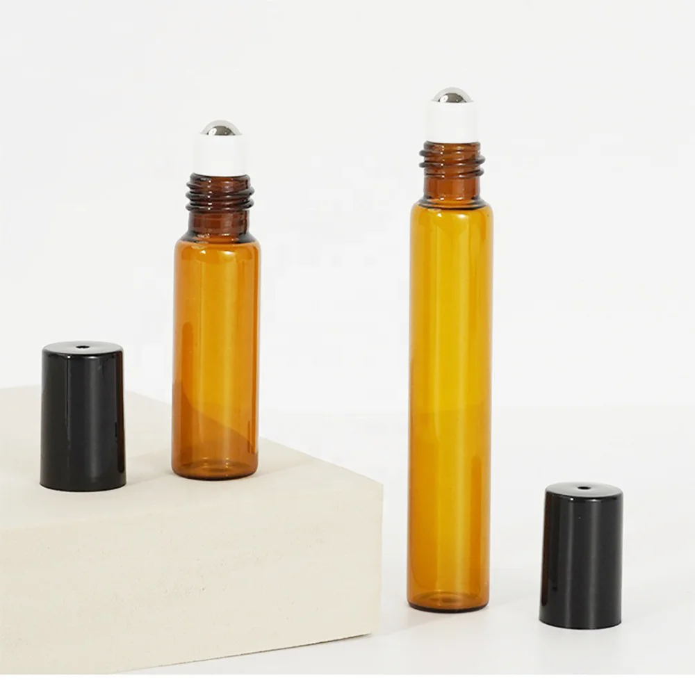 10ML Thick Wall Glass Bottle With Aluminum Or Bamboo Cap Essential Oil Roll On Bottle