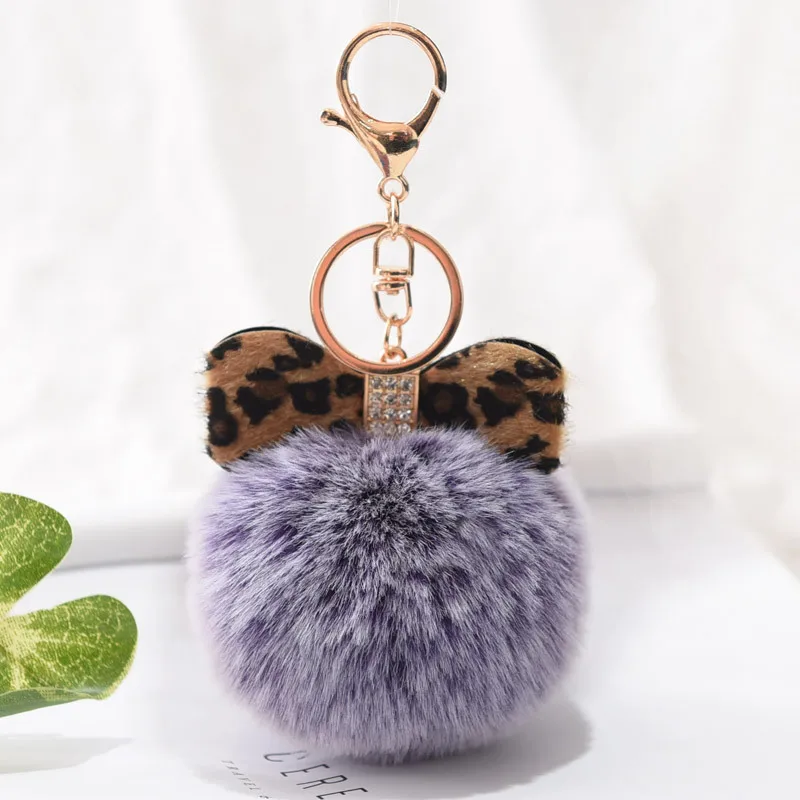 8cm Fake Fur Fluffy Rabbit Balls Hair Pompom Ball Key Chain Handbag Car Key Ring 