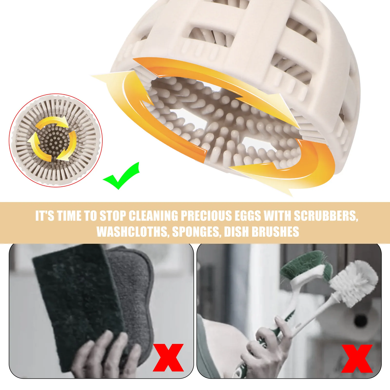 Egg Scrubber Silicone Egg Washer Machine Tool Egg Spinning Cleaner