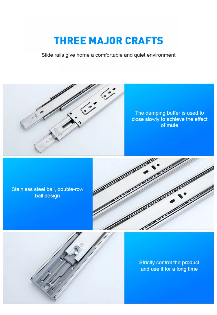 Stainless Steel 45mm Heavy Duty Soft Close Drawer Slides Kitchen