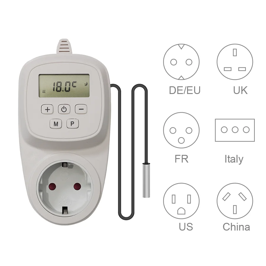 WIFI Programmable Thermostat Socket Plug with External Sensor for Smart Home Heating Control