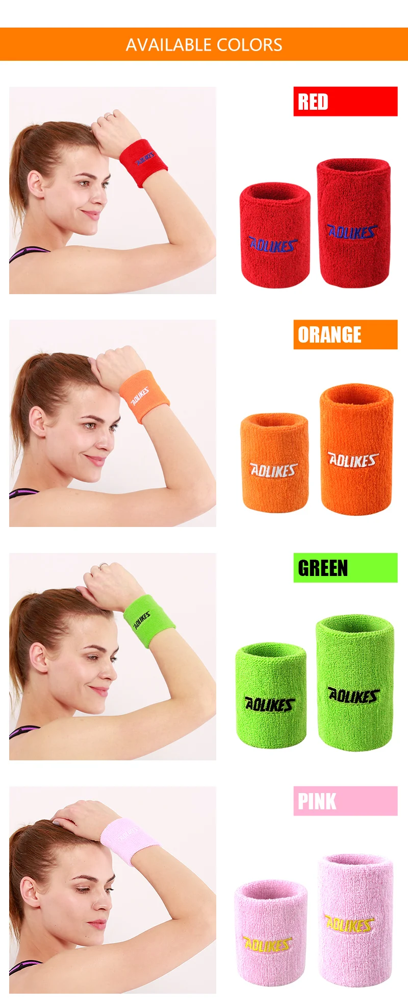 Aolikes Sports Wristbands,Wrist Sweatbands For Men & Women,Stretchy