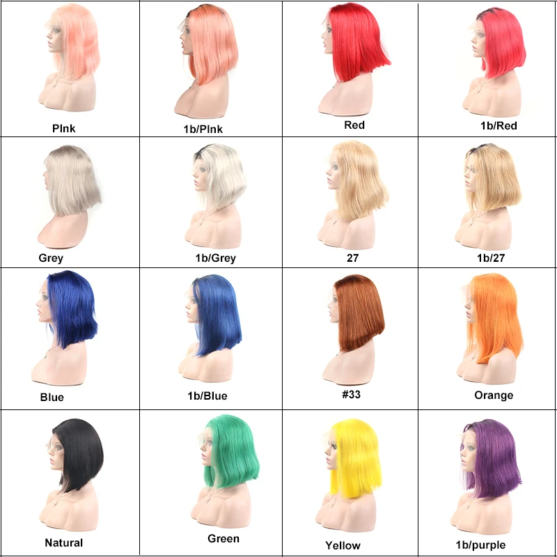 Peruvian Human Hair Short Length 12 Inch Bob Wig 10A Virgin Hair Lace Front Bob Wigs
