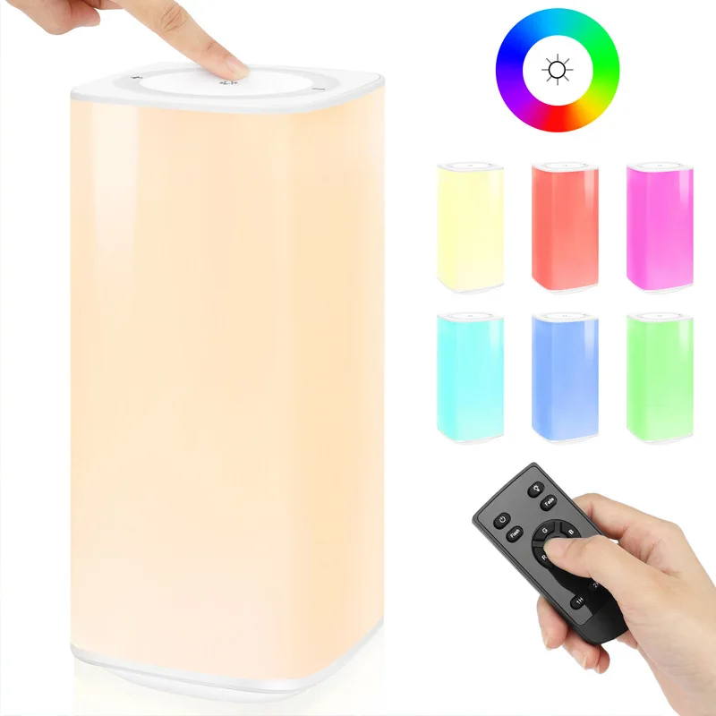 product table lamp dimmable bedside lamp cordless lamp with wireless charger remote control rgb color changing nightstand light-37