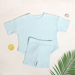 New Arrivals 2026 Design Kids Clothes Short Sleeve Solid Casual Baby Clothing Sets Boy 6-12 Months