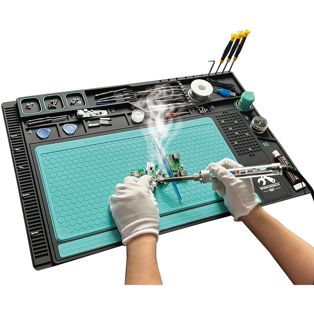 2023 Trending Product Factory Price Heat Resistant Custom Silicone Soldering Mat Repair Anti Slip Rubber Mat Screw
