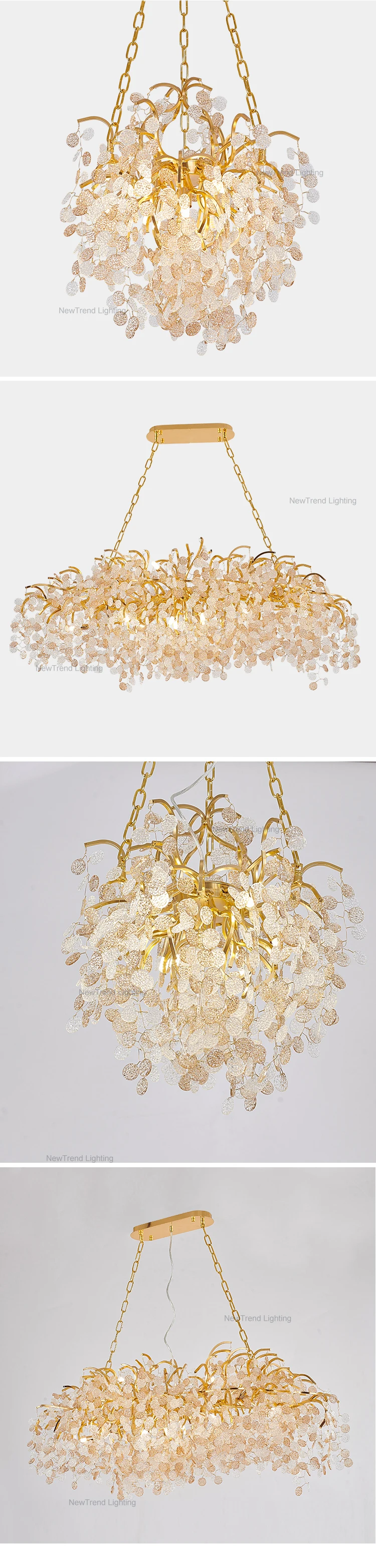pyl804c hot selling gold color aluminum clear glass indoor decoration for bedroom chandelier-1