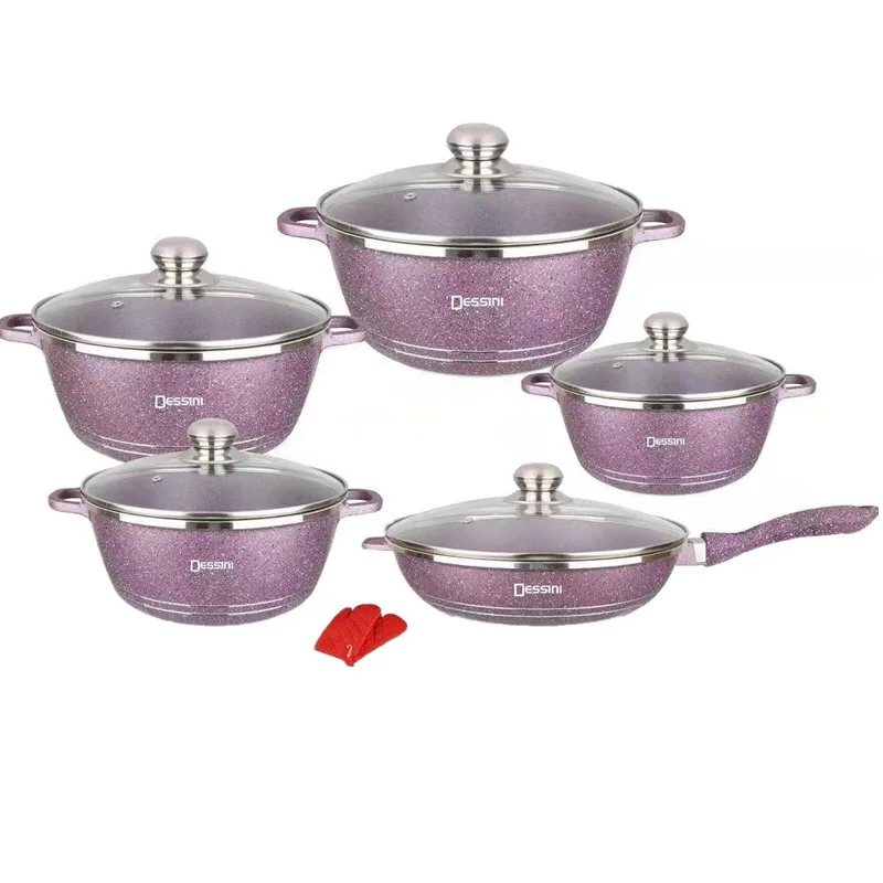 Die Casting Dessini 12pcs Cookware Set with Granite Coating