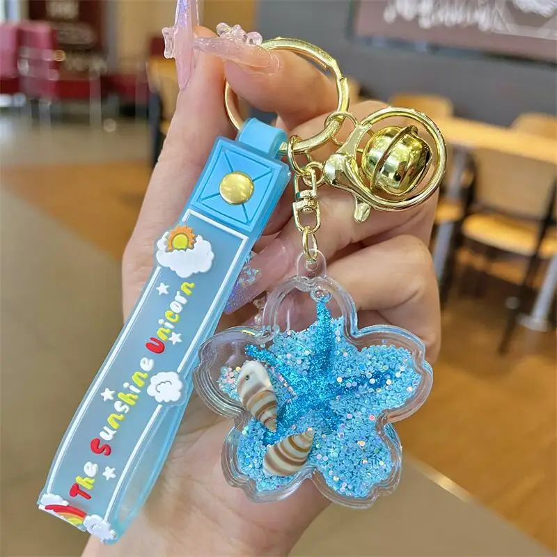 Factory Wholesale Purple Flower Liquid Oil Keychain Special