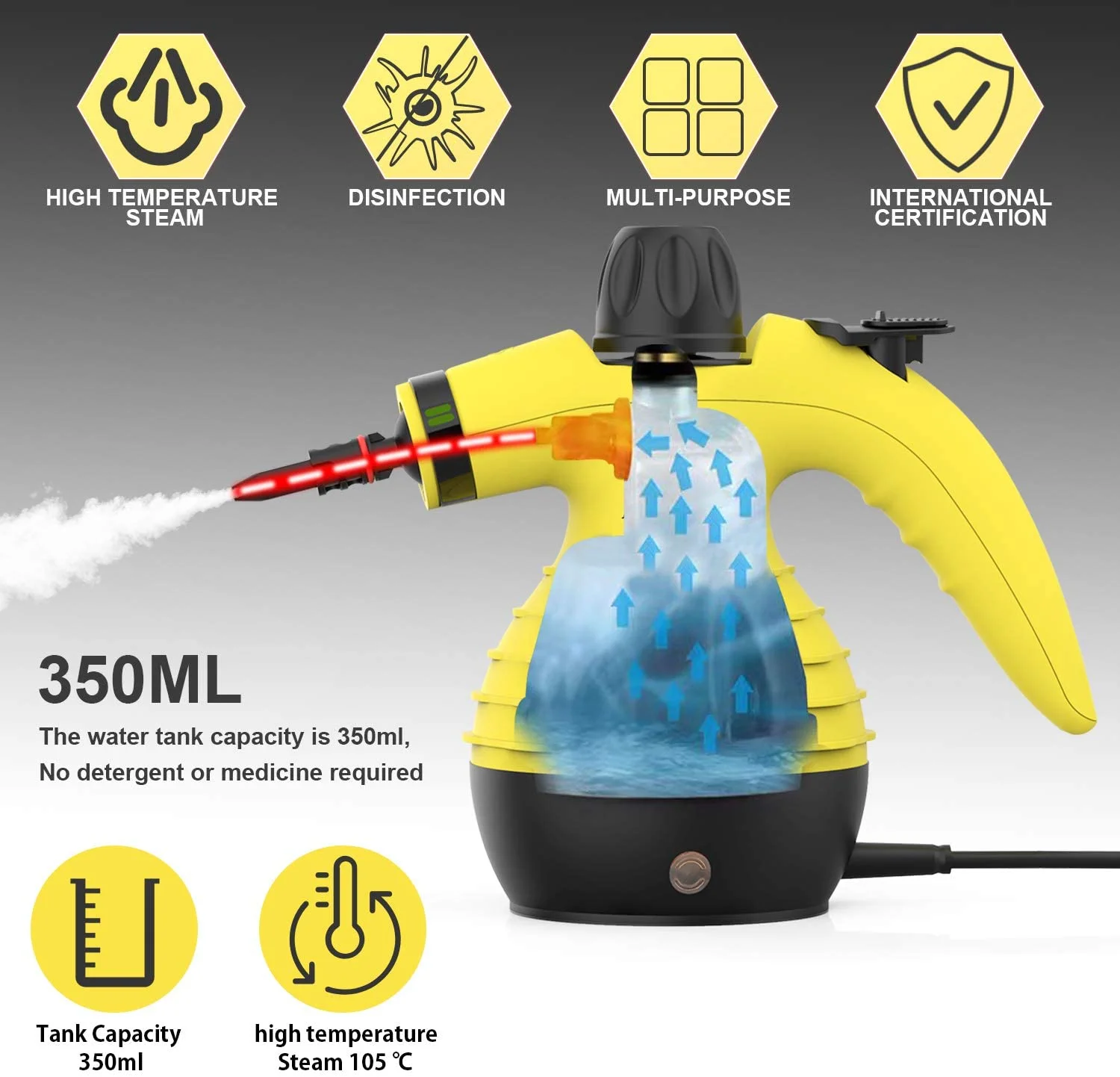 High Temperature Portable Handheld Steam Cleaner With 9piece