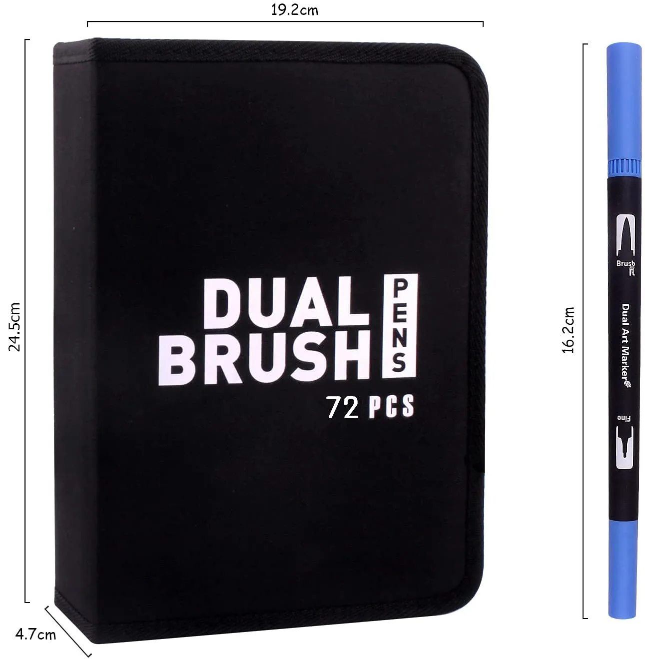 GC 72 Colors Dual Tip Brush Pens Highlighter 72 Art Markers 0.4mm