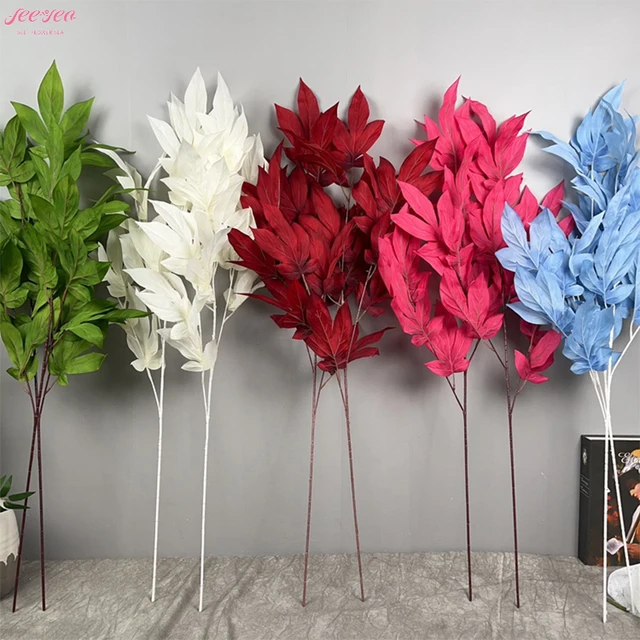 Wholesale New Fashion Real Touch Non-Fading Artificial Plants Green Leaves Home Wedding Party Decoration.