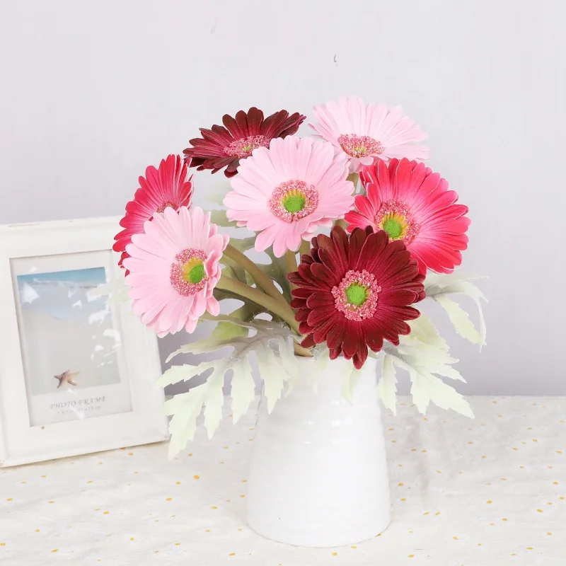 Qihao-ramo De Flores Artificiales De Gerbera Para Boda,Ramo De Novia De  Crisantemo De Pu Rosa Para El Día De San Valentín - Buy Artificial  Crisantemo,Ramo De La Boda,Artificial Ramo De Novia Product