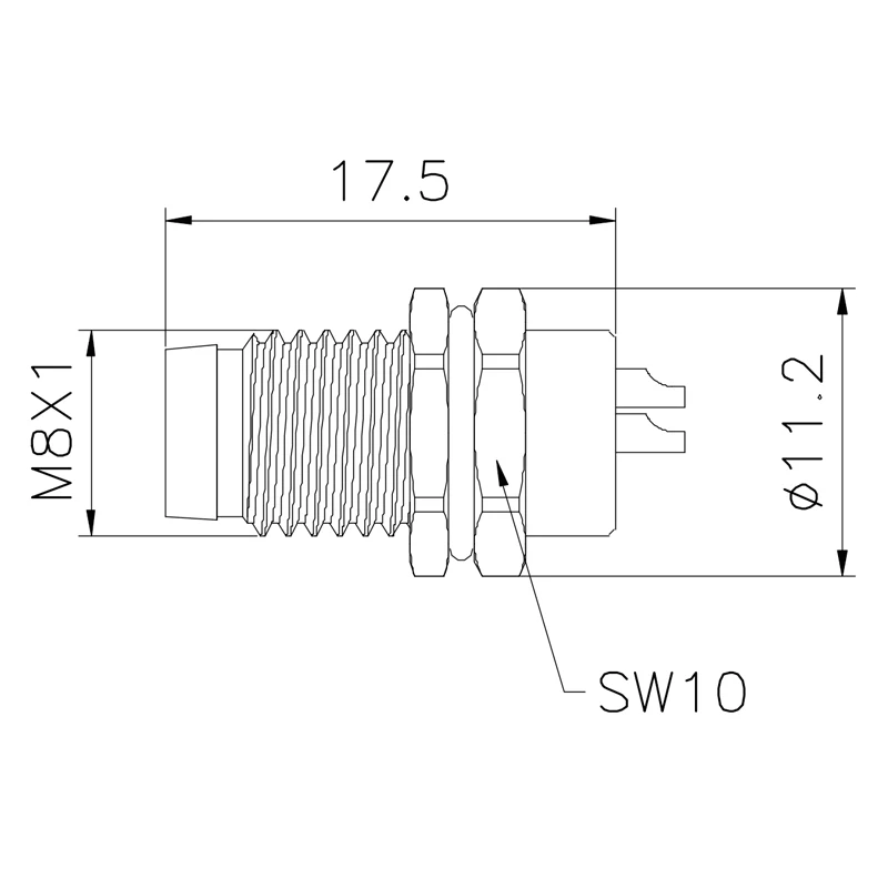 CuZn TPU ISO M8 M12 Waterproof Panel Mount Socket Connector Female Straight 20cm Pigtail
