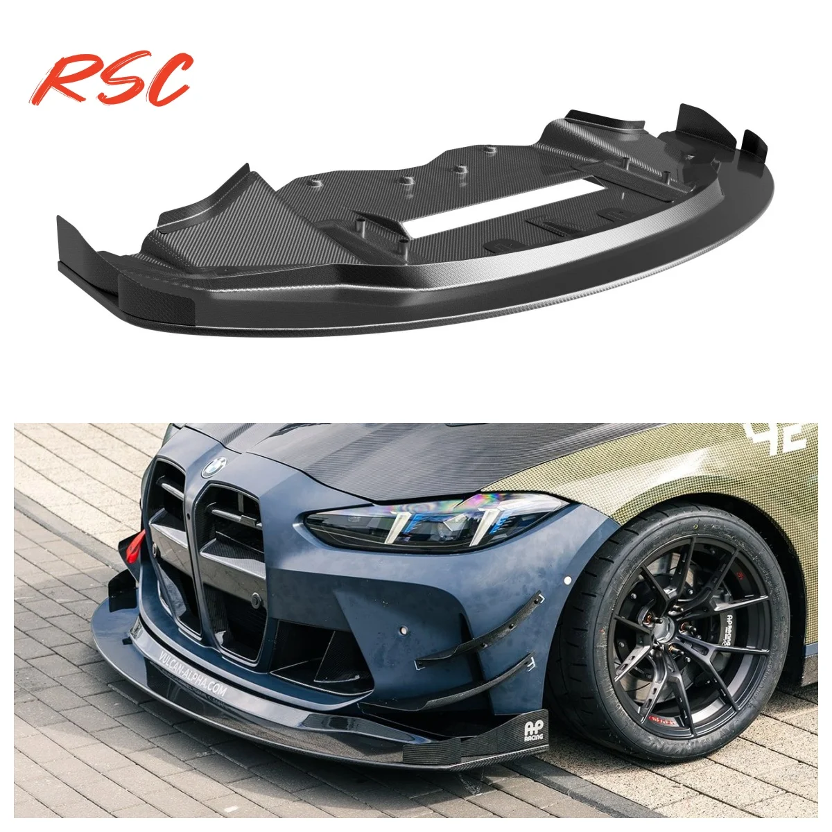 Vulcan Alpha Style Dry Carbon Fiber Front Splitter For G82 M4 G80 M3 Splitter With Chasi High