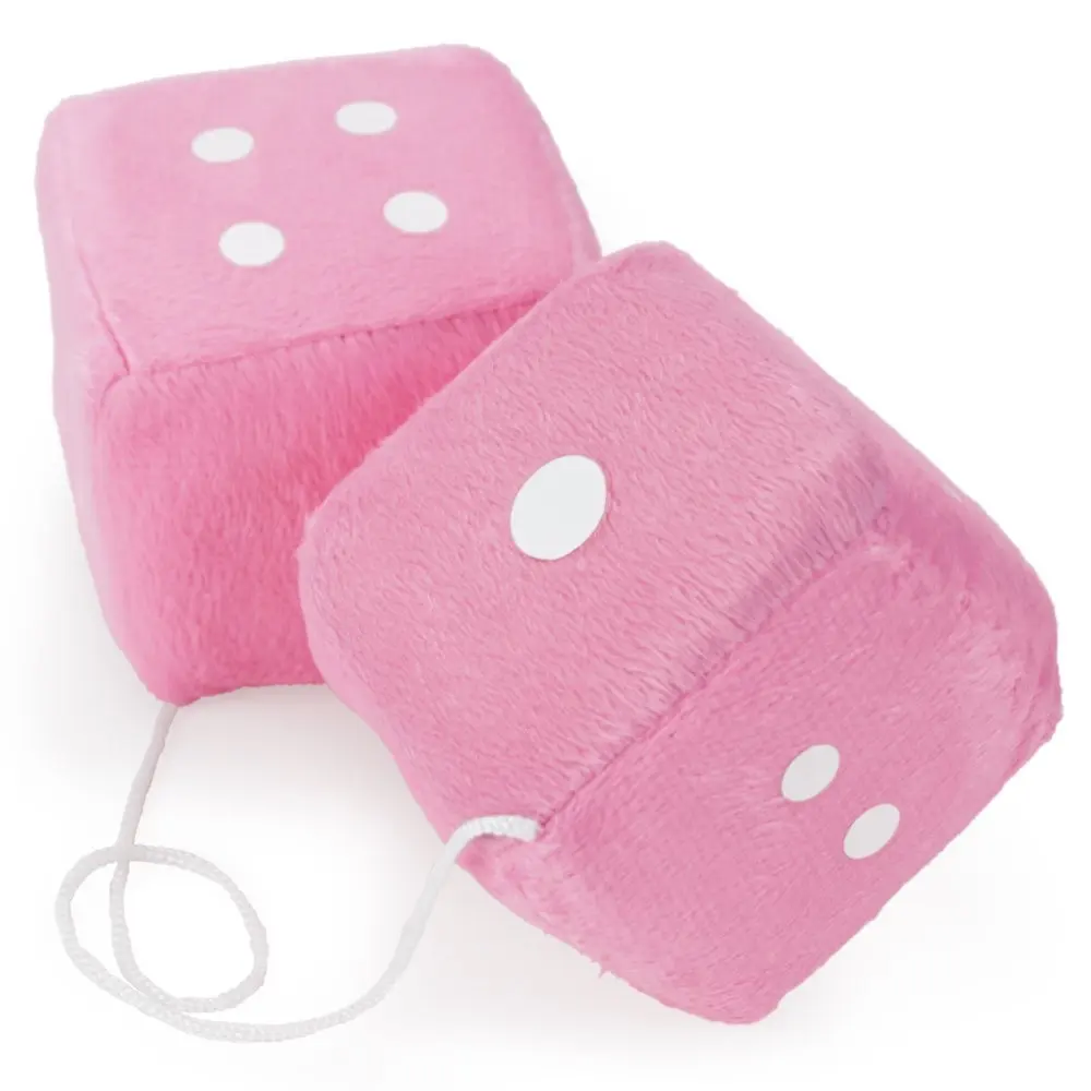 Pretty pink Car Hanging Fuzzy Foam Dice Set Wholesale Cheap Stuffed Soft Plush Toy Custom Dice