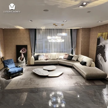 Italian Modern Sectional L Shaped Sofa Couches Modular Sofas Luxury Wohnzimmer Furniture Living Room Custom Sofas Set For Villa