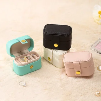 Mini Ring Jewelry Travel Case Small Portable PU Leather Jewellery Organizer Display Storage Box