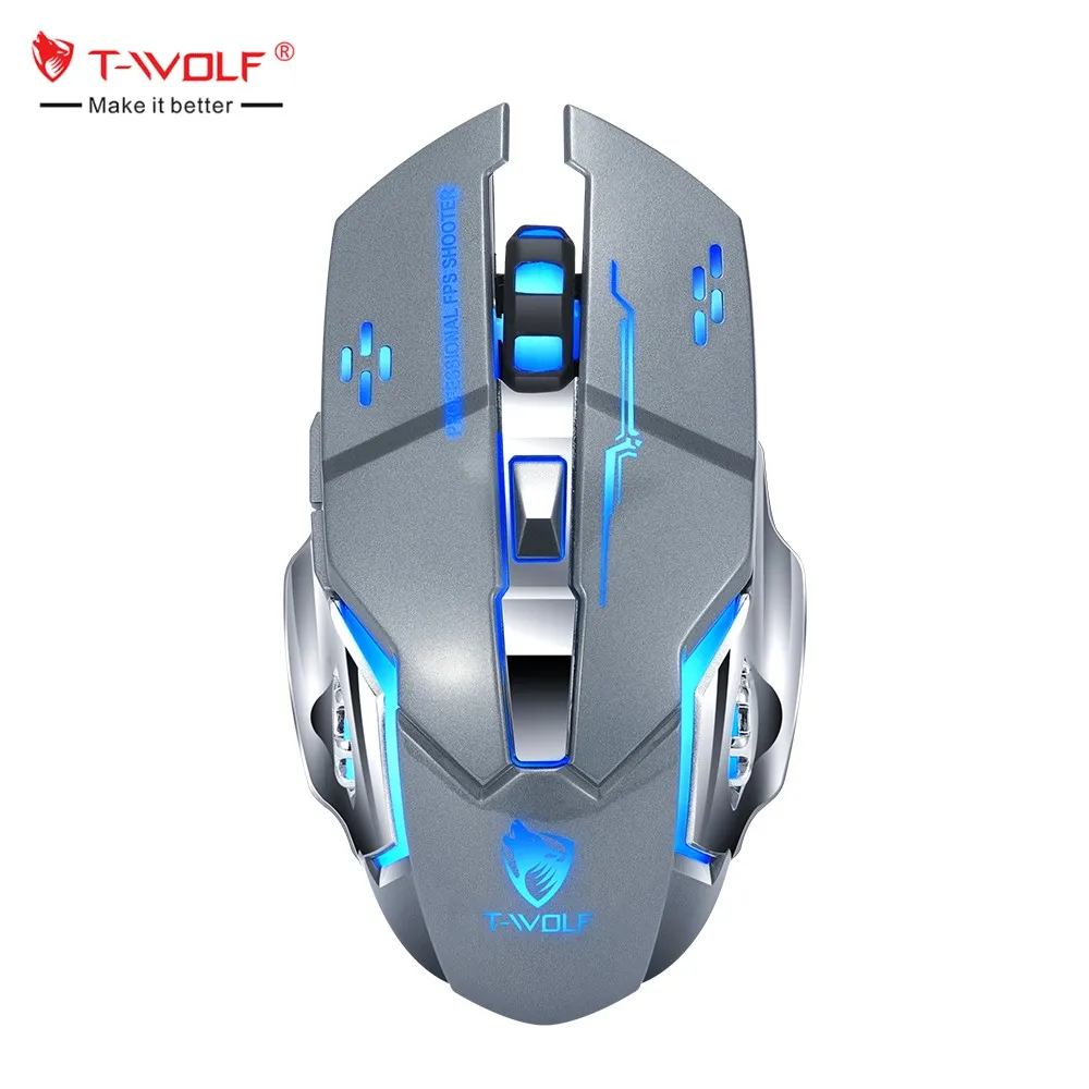 T-WOLF Wholesale Wireless Gaming Mouse Inalambrico Rechargeable  Color Breathing Lamp Computer Accessories