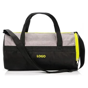 Custom Logo Design Waterproof Polyester Overnight Tote Sports Gym Travel Duffel Bag with Shoe Compartment and Wet Pocket