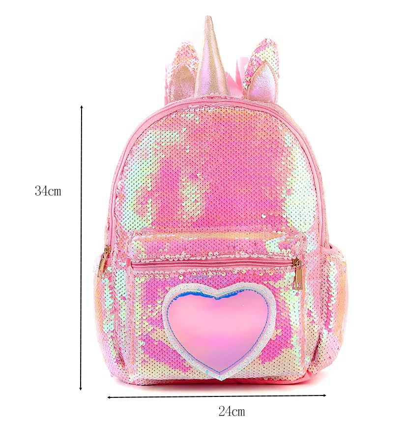 unicorn sequin school bag