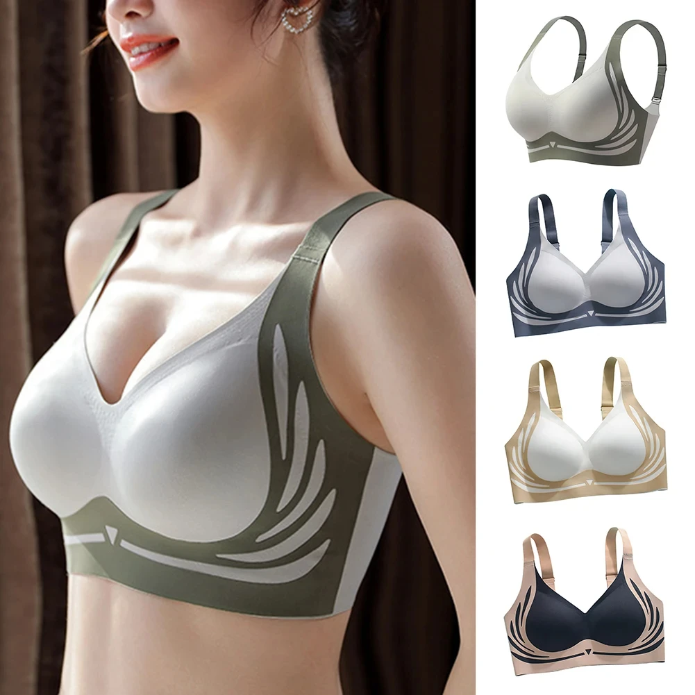HKRXEC Seamless V-Neck Contrast-Trim Everyday Support Bra
