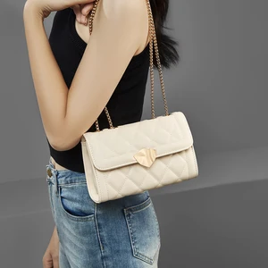 Wholesale Private Brand Fashion Luxury Shoulder Crossbody Bags Quilted Chain Bag Pu Leather Custom Logo Women's Shoulder Bag