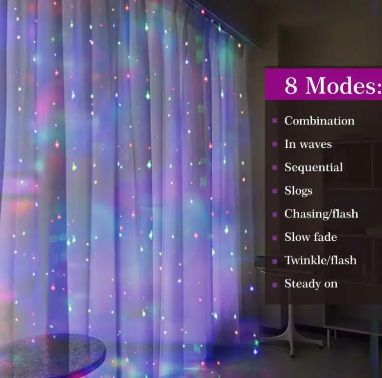 2023 New USB Remote Control 3x3 Meter Copper Wire Window Curtain Fairy Room Light  LED Christmas Day String Night Light factory