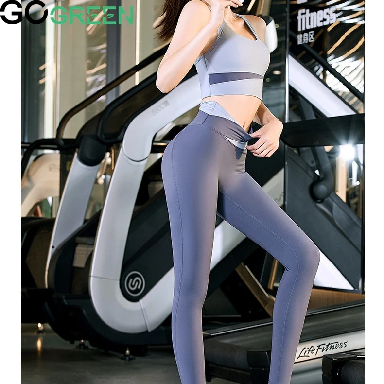 2-piece Solid Color Women Sport Bra Top Breathable Gym Leggings Fitness ...