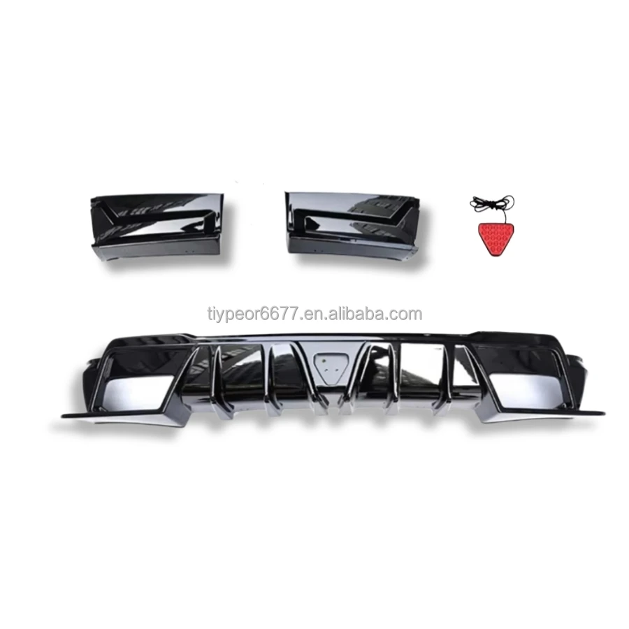 product tiypeor rear bumper diffuser fits for honda cr v  2021   2022 crv gloss black with led 3pcs rear lip spoiler rear valance-7
