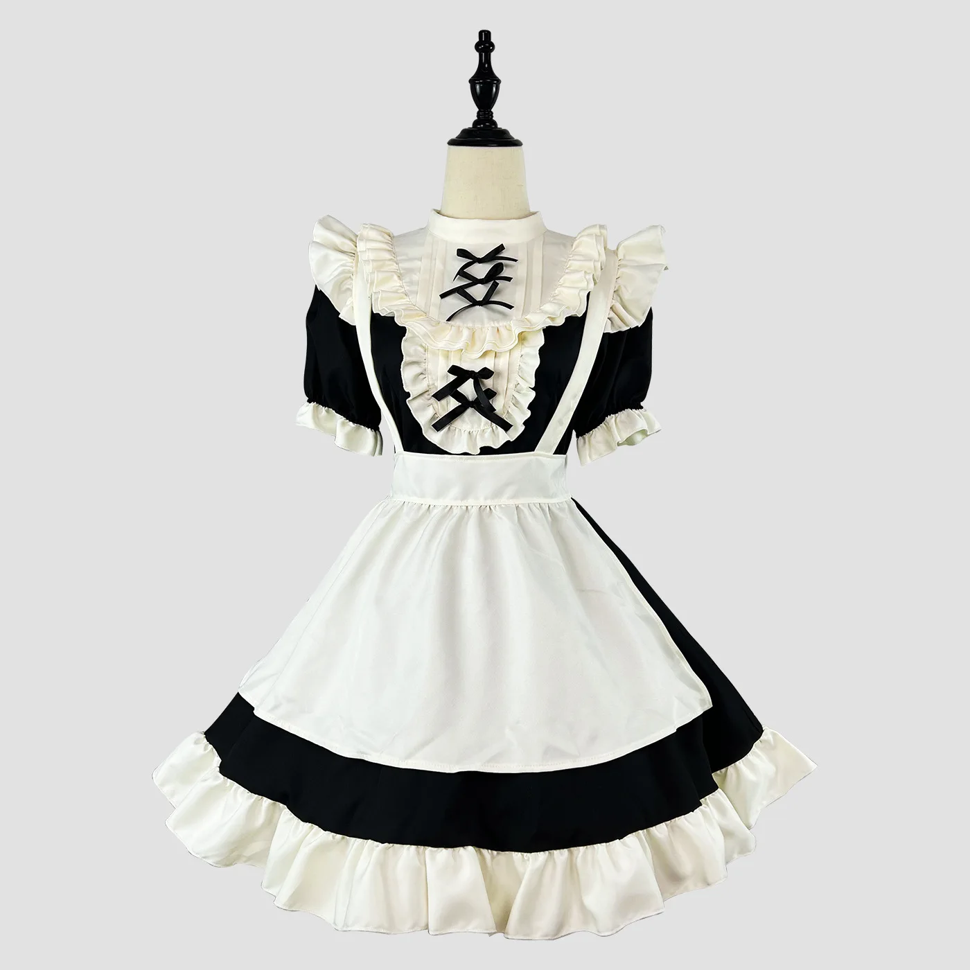 Big Size Black Japanese Maid Costume Outfit for Anime Cosplay OEM