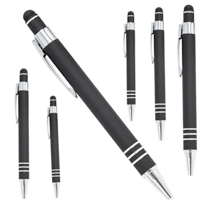 Promotion Bulk 2 in 1 Stylus Screen Aluminum Rod Metal Ballpoint Pen With Advertise Printable Engraved Personal Logo for Gift