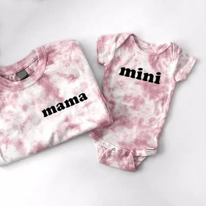 Wholesale Summer Women Tie Dye T Shirt Baby Onesie Romper Family Matching Outfits Mommy and Baby Outfits