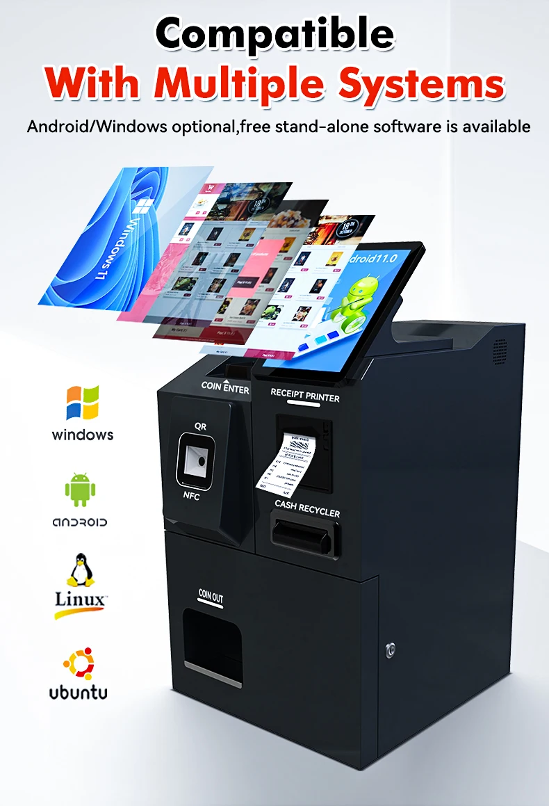 Customized Function Follow the Scene Cash Payment Kiosk