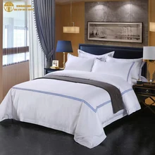 Free Sample custom Luxury Queen Size 300 TC 100% Cotton Embroidery Hotel Bed sheet Duvet Cover Set