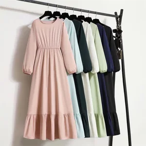 Women's Vintage A-Line Dress Long Sleeve Solid Color Pullover Polyester Sweetheart Neckline Ankle Length Wedding Plus Size