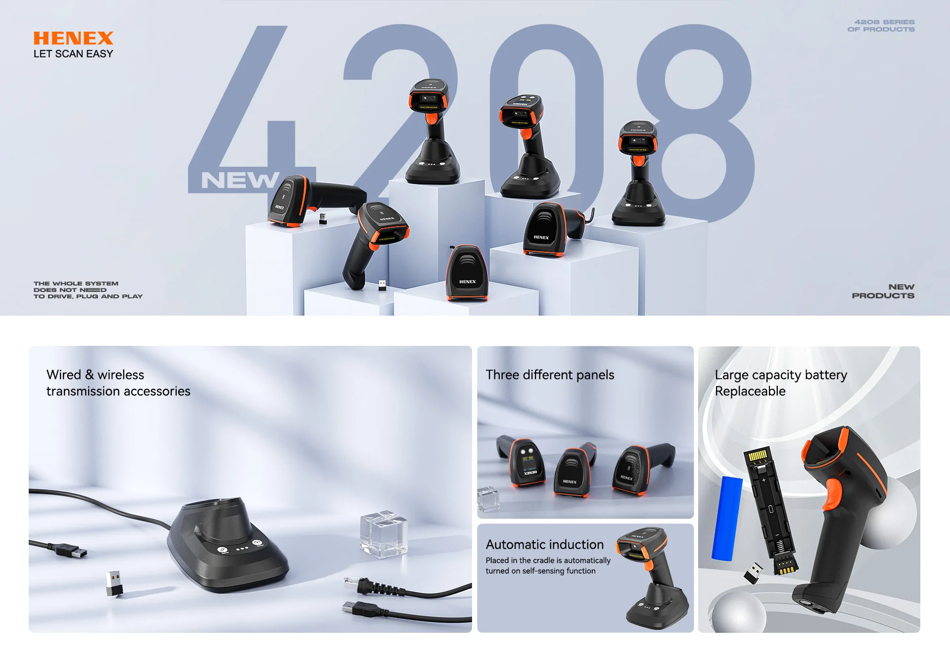 Henex HC-4208RCS Alipay QR Code Scanner 2D Wireless Warehouse Barcode ...