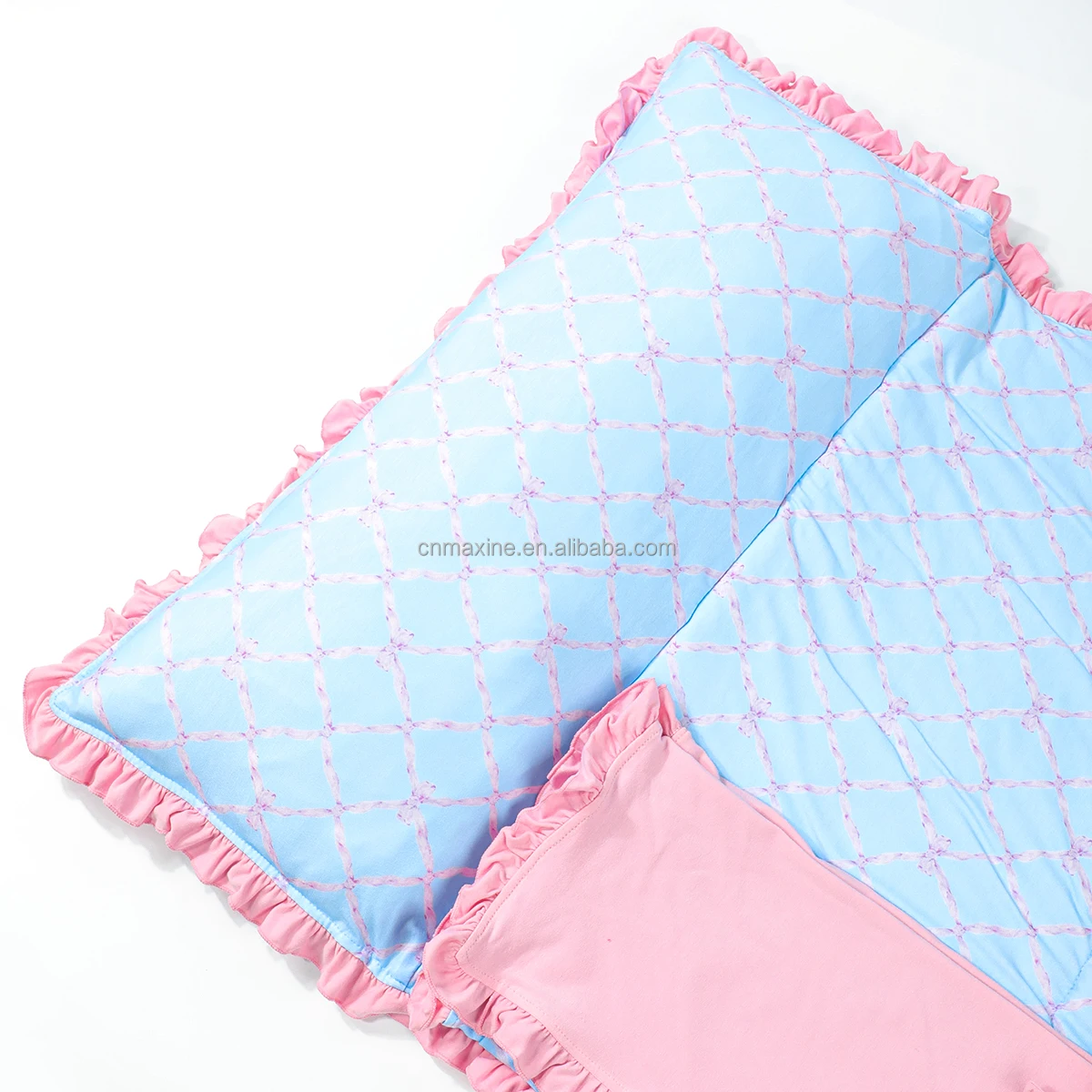 New Design Customized Baby Nap Mat Sweet Bow Printed Knit Cotton Kids Nap Mat With Pillow