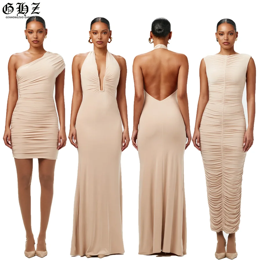 Custom Dresses Women Modal Luxury Ruched Casual Dresses Women Elegant  Evening Mermaid Long Bodycon Sculpting Maxi Women's Dress