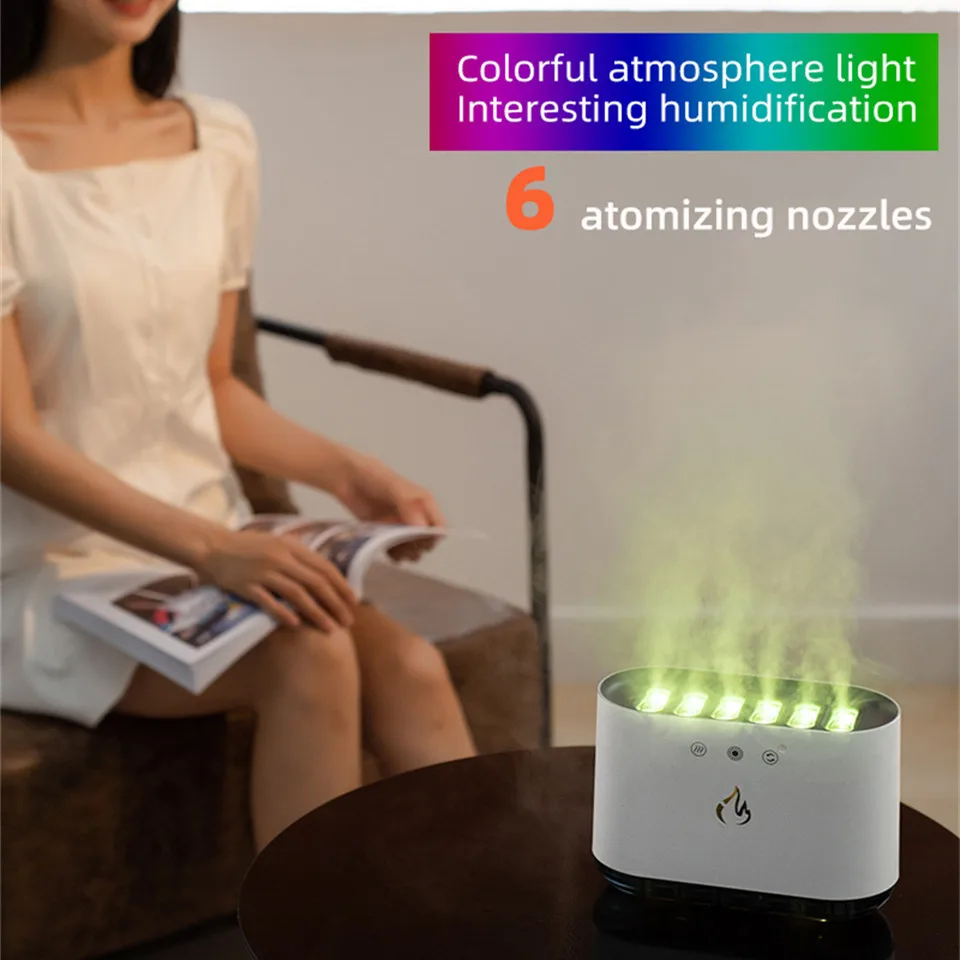 Creative Dynamic Light Ultrasonic Air Humidifier 900ml Romantic Light Cool Mist Air Humidifier with 6 Atomizing Nozzles