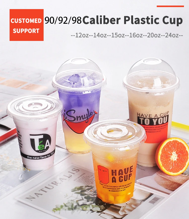 To go clear printed  disposable 92mm pet beverage cool drink plastic bekers recycled plastic cups details