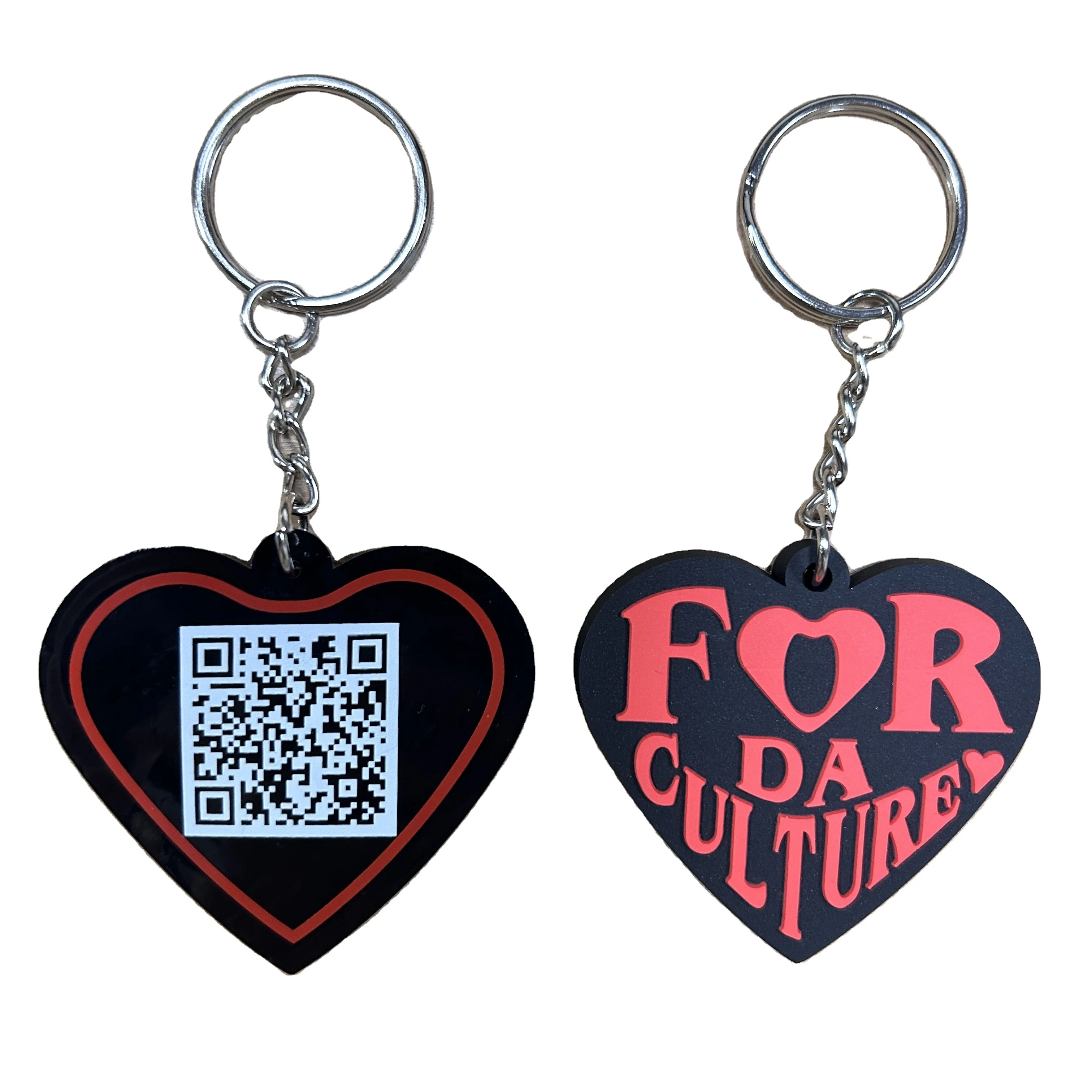 Factory Made Your Own PVC Keychain QR Code Heart Rubber Keyring Custom Keychain