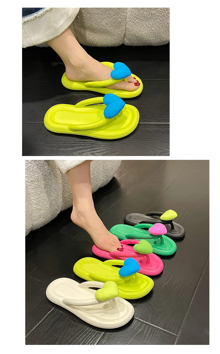 Super Cute Rainbow Slippers Women 2023 Summer Beach Flip-flops Girls Casual Flat Shoes