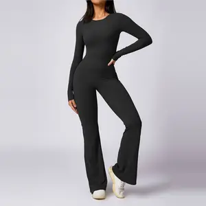New Fashion Women Yoga Bodysuit Sexy Hollow Back V Waist Leggings Quick Drying Breathable Slim Gym Workout Jumpsuit for Women
