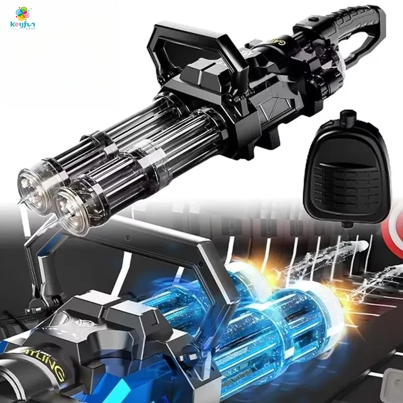 Gatling Electric Water Gun High-Pressure Automatic Rechargeable Long Range Outdoor Water Blaster Toy for Kids Adults Summer Toys