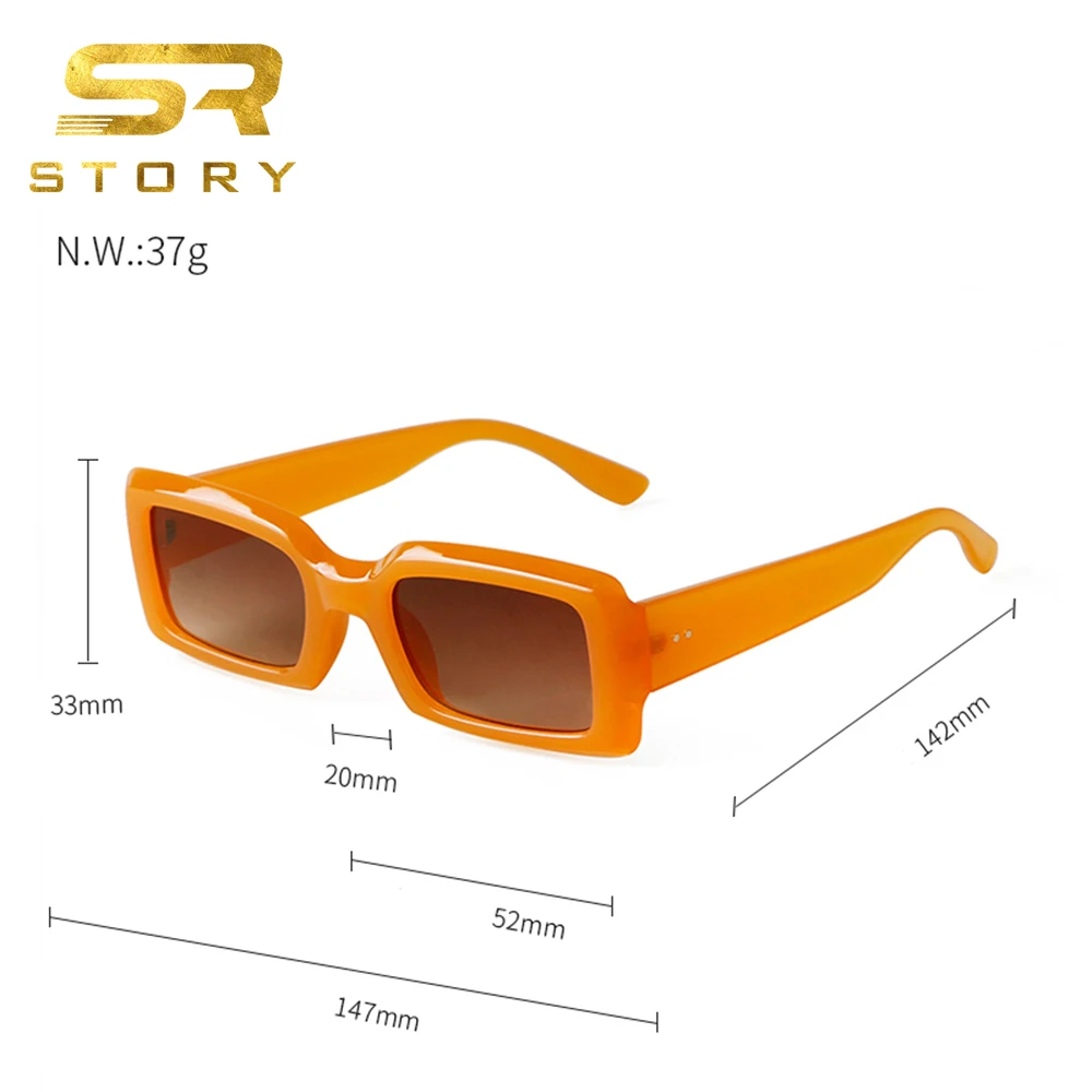 STORY STY2149 Retro 90s Nude Rectangle Sunglasses Women 2022 display picture 1